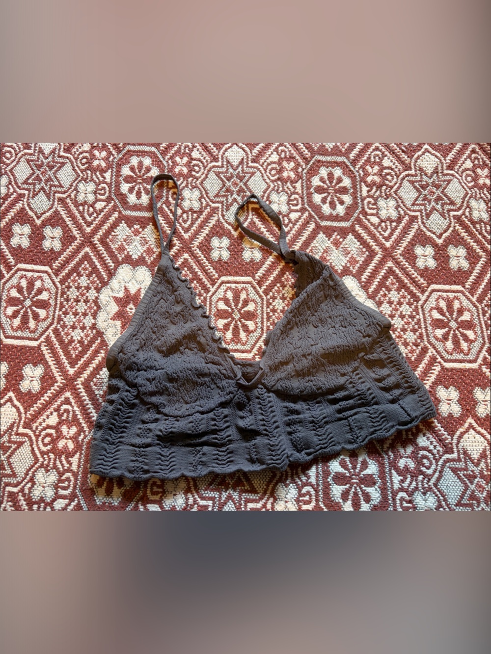 Free People Textured Gray Lace Bralette